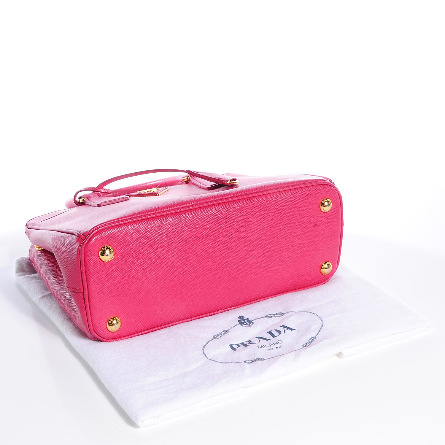 Prada Saffiano Lux Mini Double Zip Tote Peonia 5 of 13