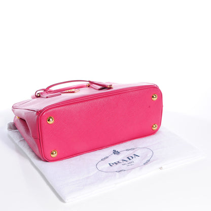 Prada Saffiano Lux Mini Double Zip Tote Peonia 5 of 13
