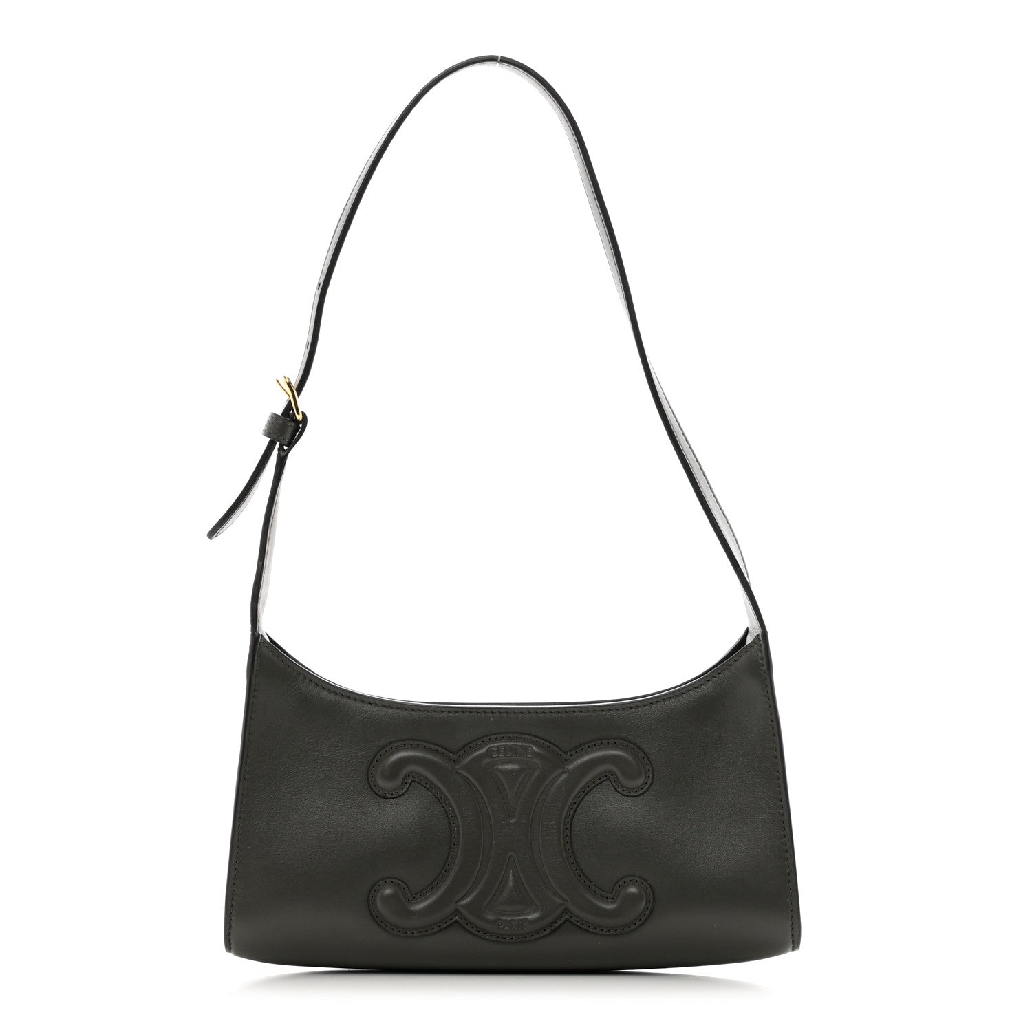Celine Smooth Calfskin Cuir Triomphe Shoulder Bag Black 1 of 9