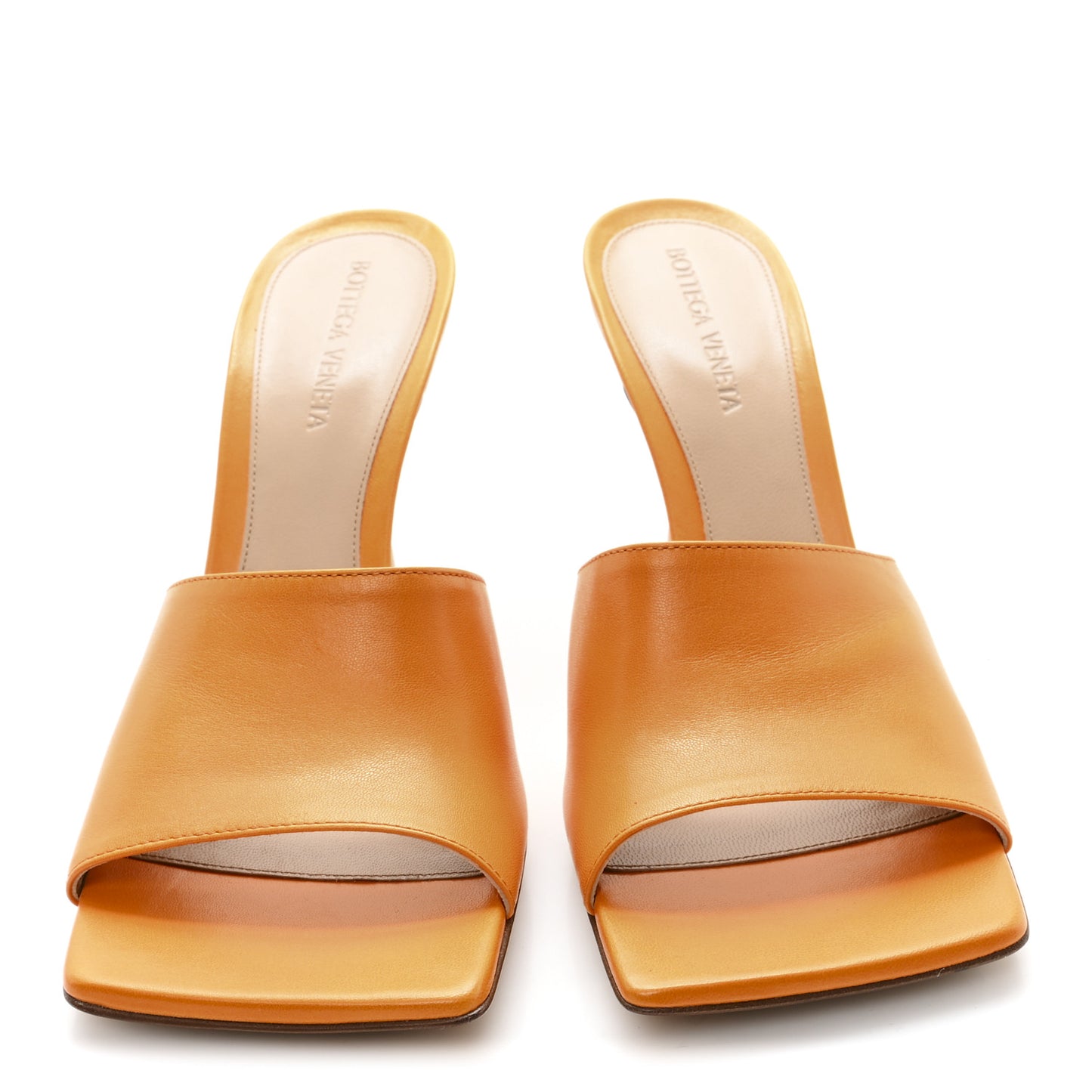 Lambskin Stretch 90mm Mule Sandals 38.5 Tangerine