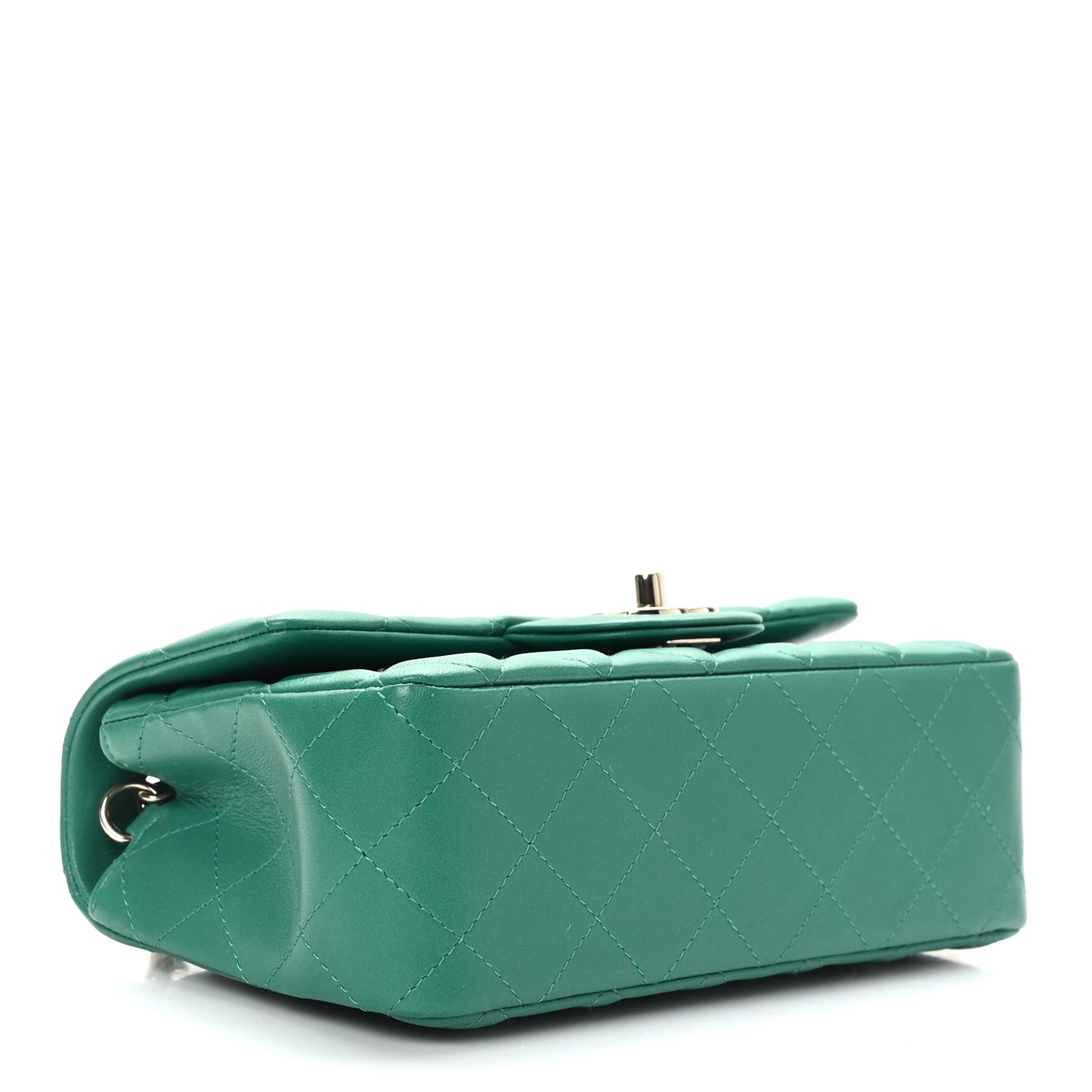 Lambskin Quilted Mini Rectangular Flap Green