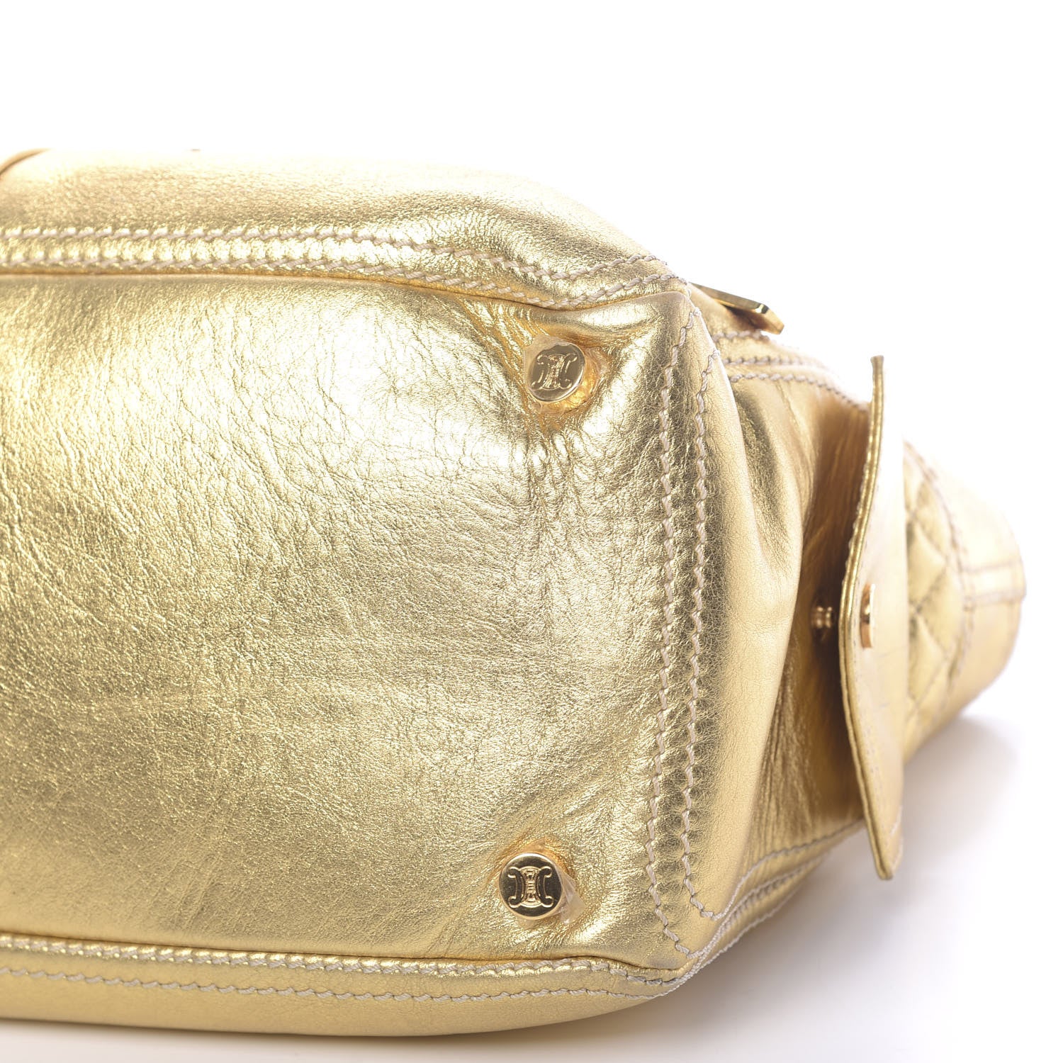 Celine Metallic Lambskin Quilted Boogie Satchel Gold 12 of 21