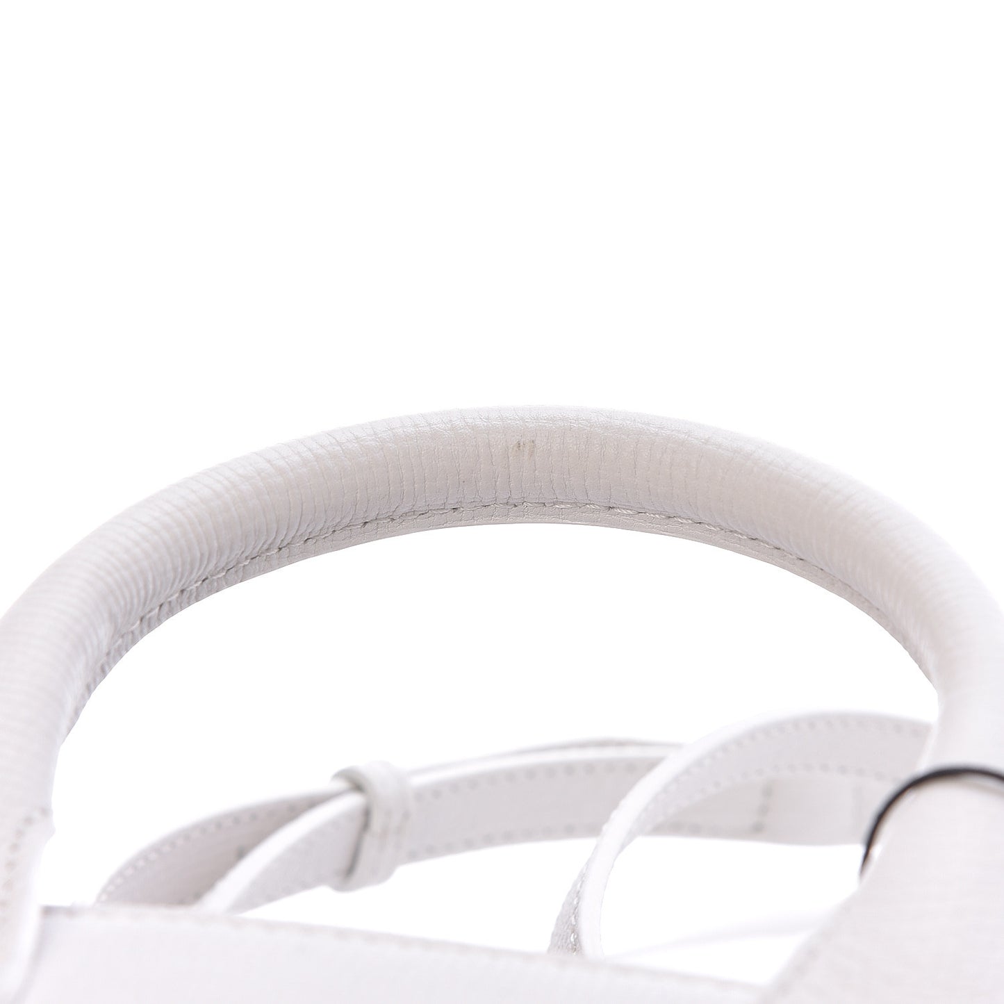 Grainy Calfskin House Check Small Banner Tote Chalk White