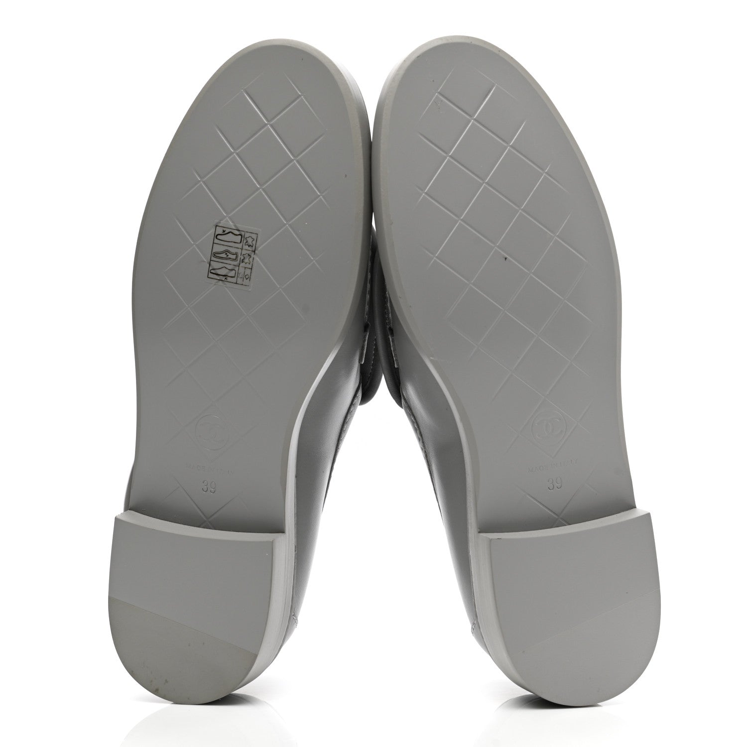 Chanel Lambskin Quilted CC Turnlock Loafers 39 Grey 5 of 9