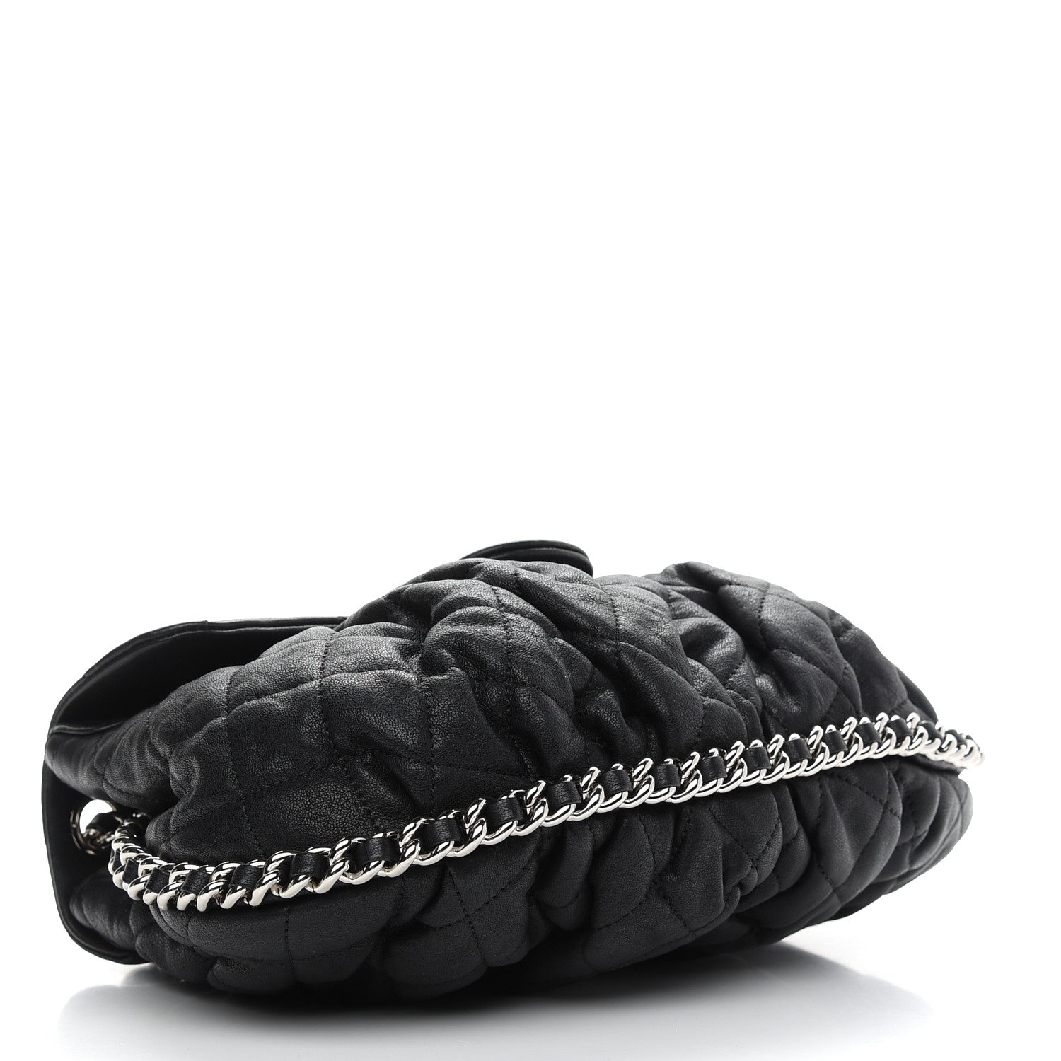 Chanel Washed Lambskin Quilted Medium Chain Around Messenger Black 4 of 9