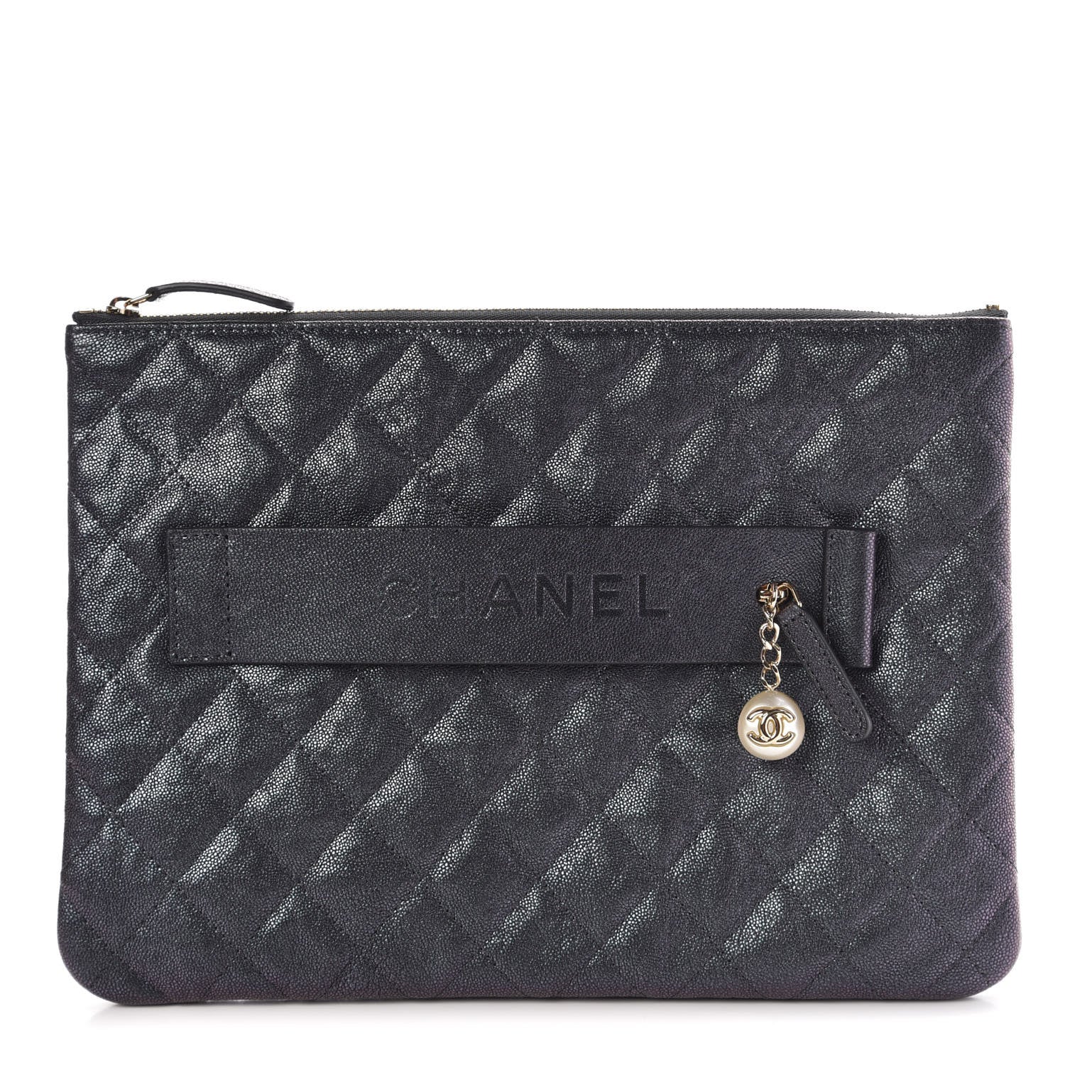 Chanel Iridescent Caviar Medium Night by the C Pouch Clutch Black 1 of 9
