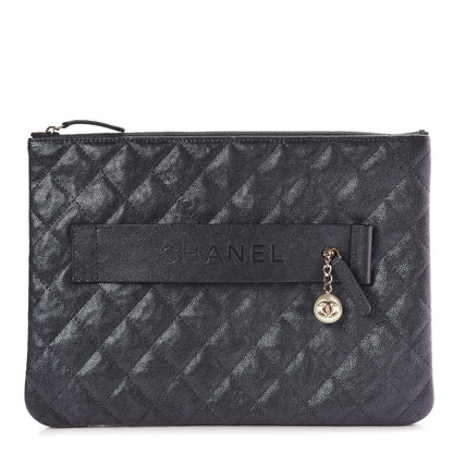 Chanel Iridescent Caviar Medium Night by the C Pouch Clutch Black 1 of 9