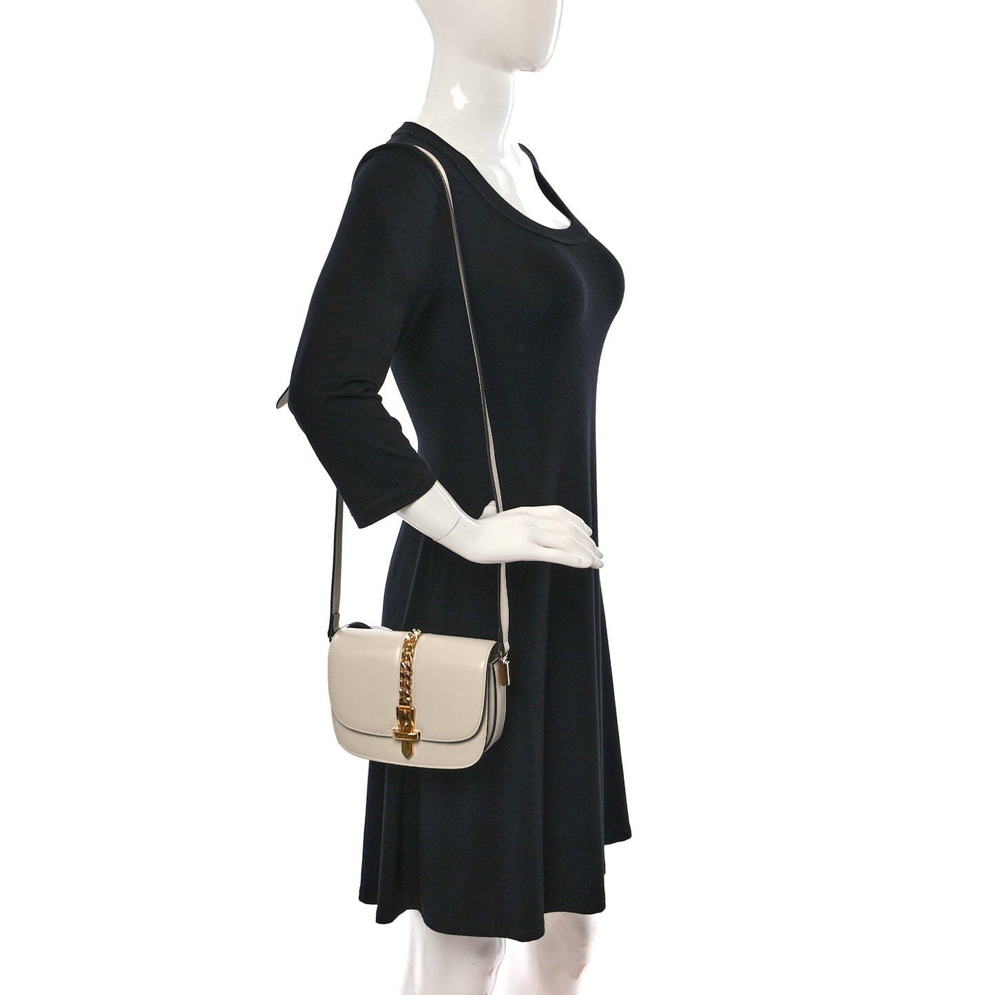 Azalea Calfskin Mini Sylvie 1969 Flap Messenger Bag Mystic White