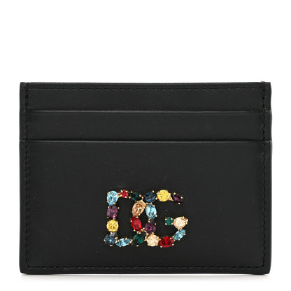 Dolce & Gabbana Calfskin Embellished Logo Card Holder Black 1 of 7