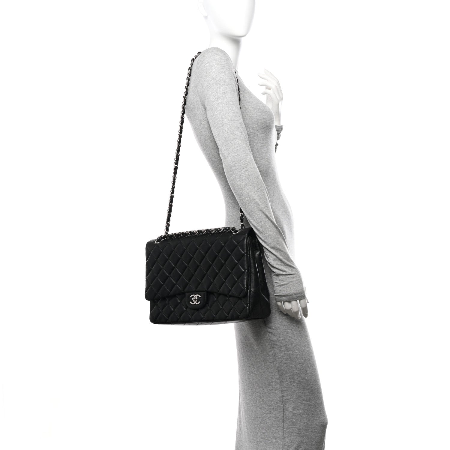 Chanel Lambskin Quilted Maxi Single Flap Black 2 of 14