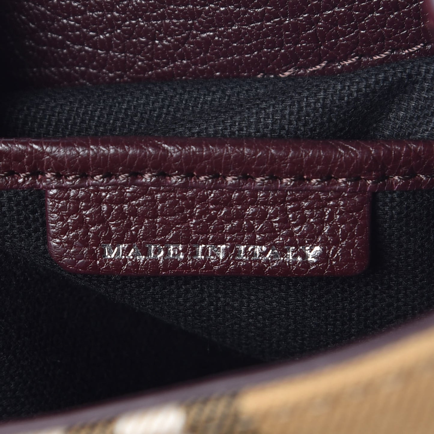 Goatskin Vintage Check Small Banner Tote Deep Claret