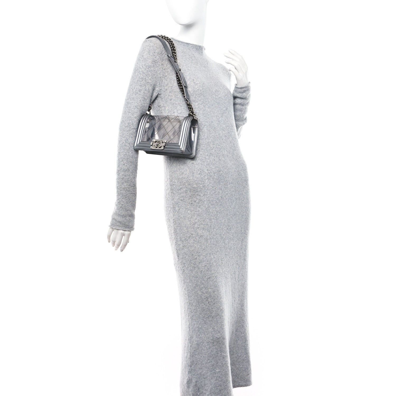 Chanel Metallic Lambskin PVC Quilted Small Boy Flap Silver 2 of 10