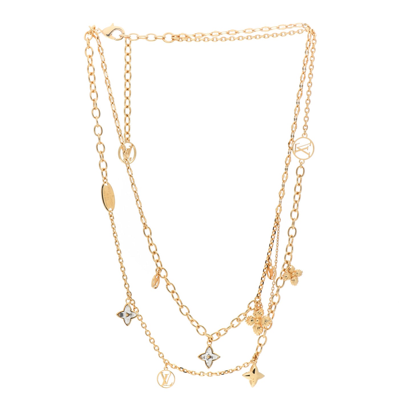 Metal Blooming Strass Necklace Gold
