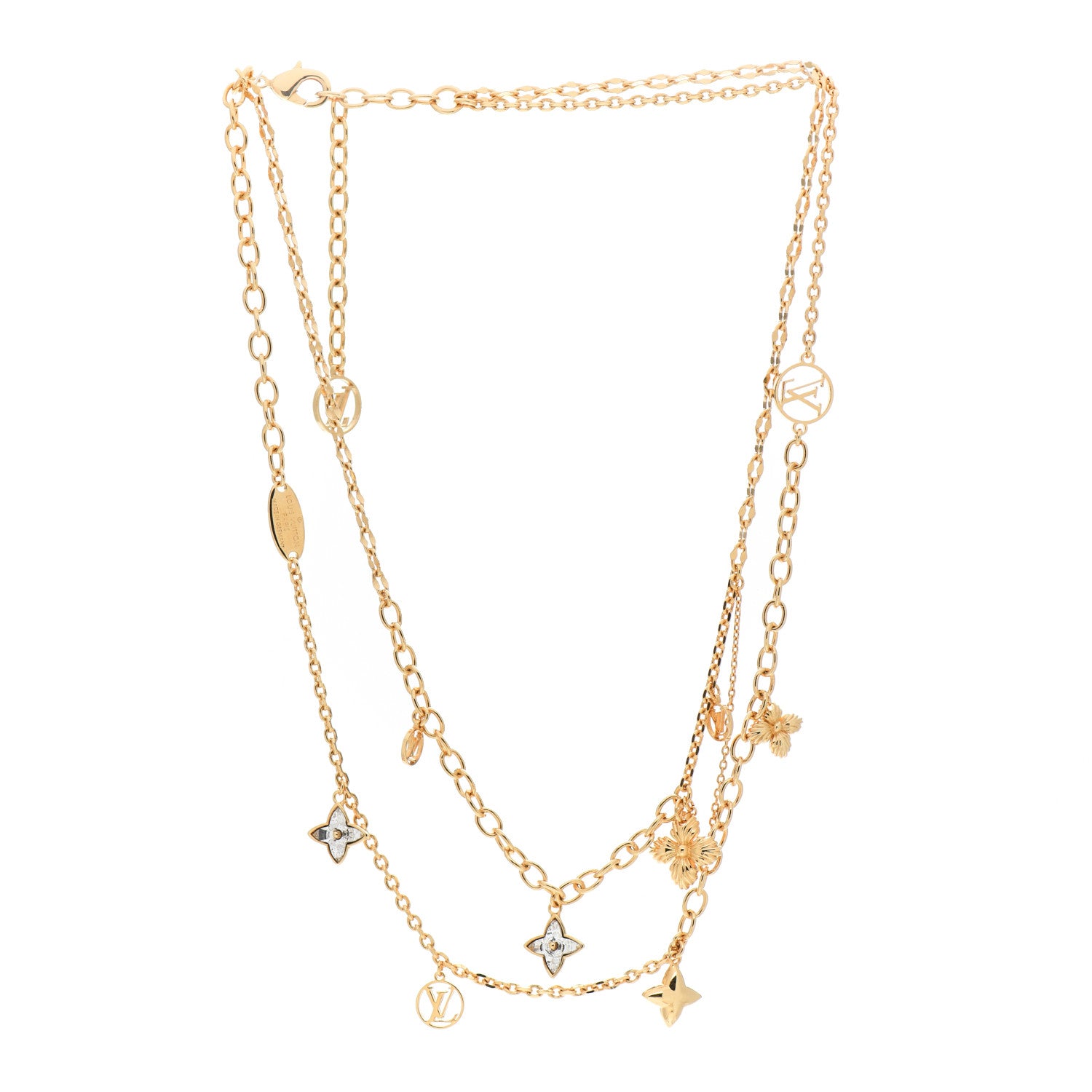Louis Vuitton Metal Blooming Strass Necklace Gold 3 of 4
