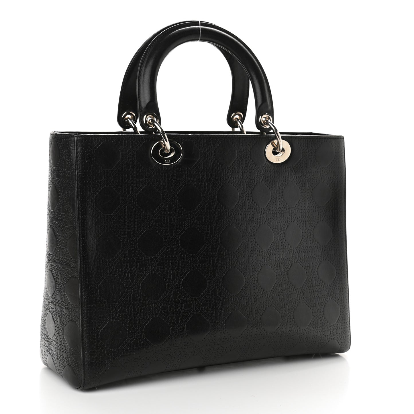 Lambskin Embossed Cannage Large Lady Dior Black