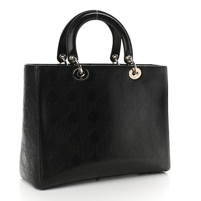 Christian Dior Lambskin Embossed Cannage Large Lady Dior Black 3 of 11