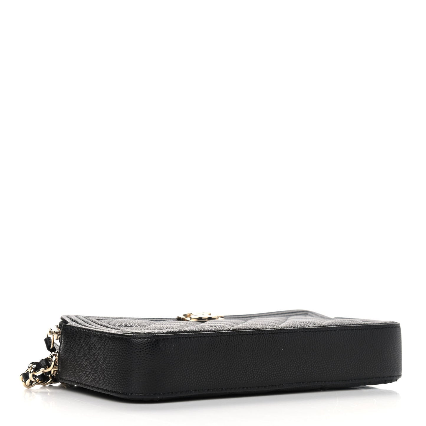 Caviar Quilted Small Boy Clutch With Chain Black
