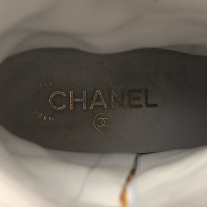 Chanel Shiny Goatskin Cap Toe Short Boots 39 White Black 8 of 10