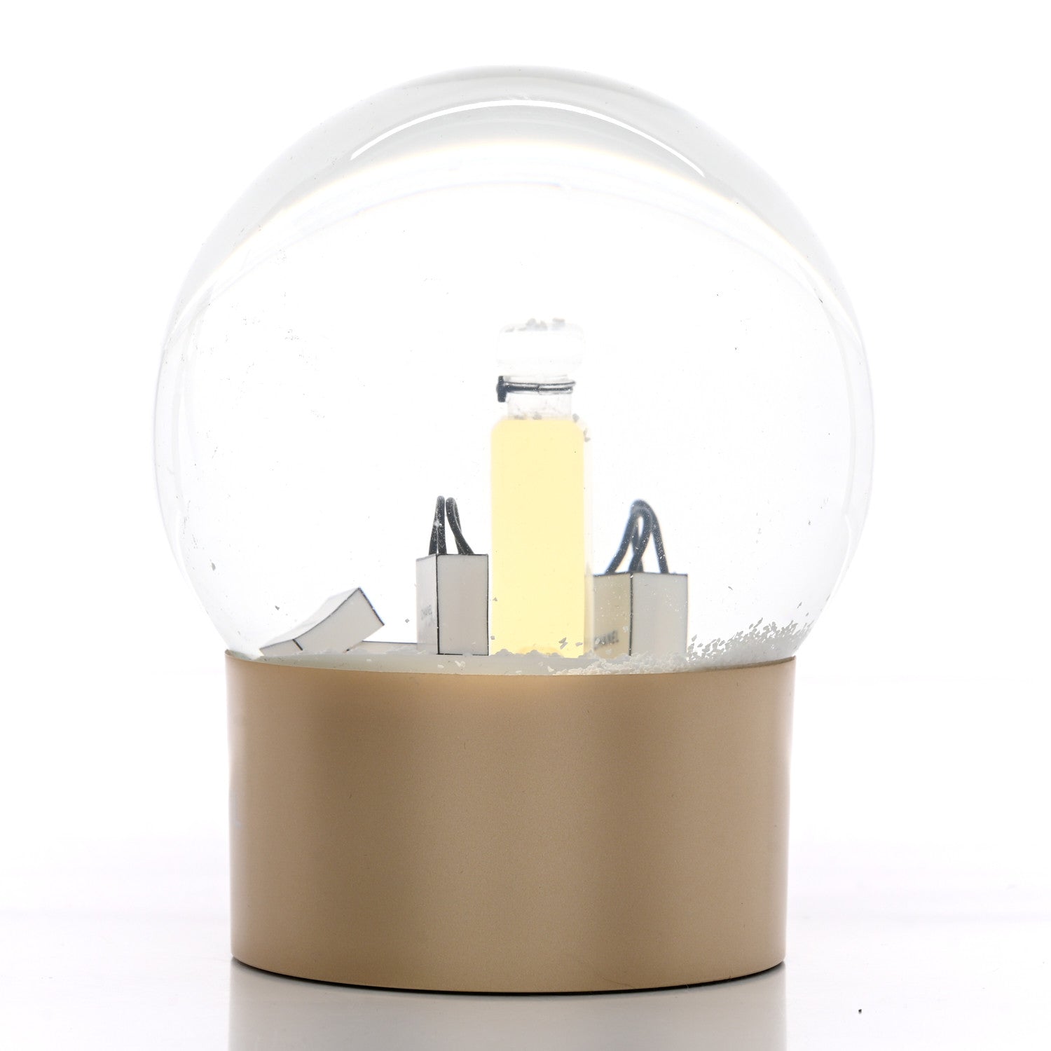 Chanel Glass N°5 Perfume Bottle Snow Globe Gold 3 of 9