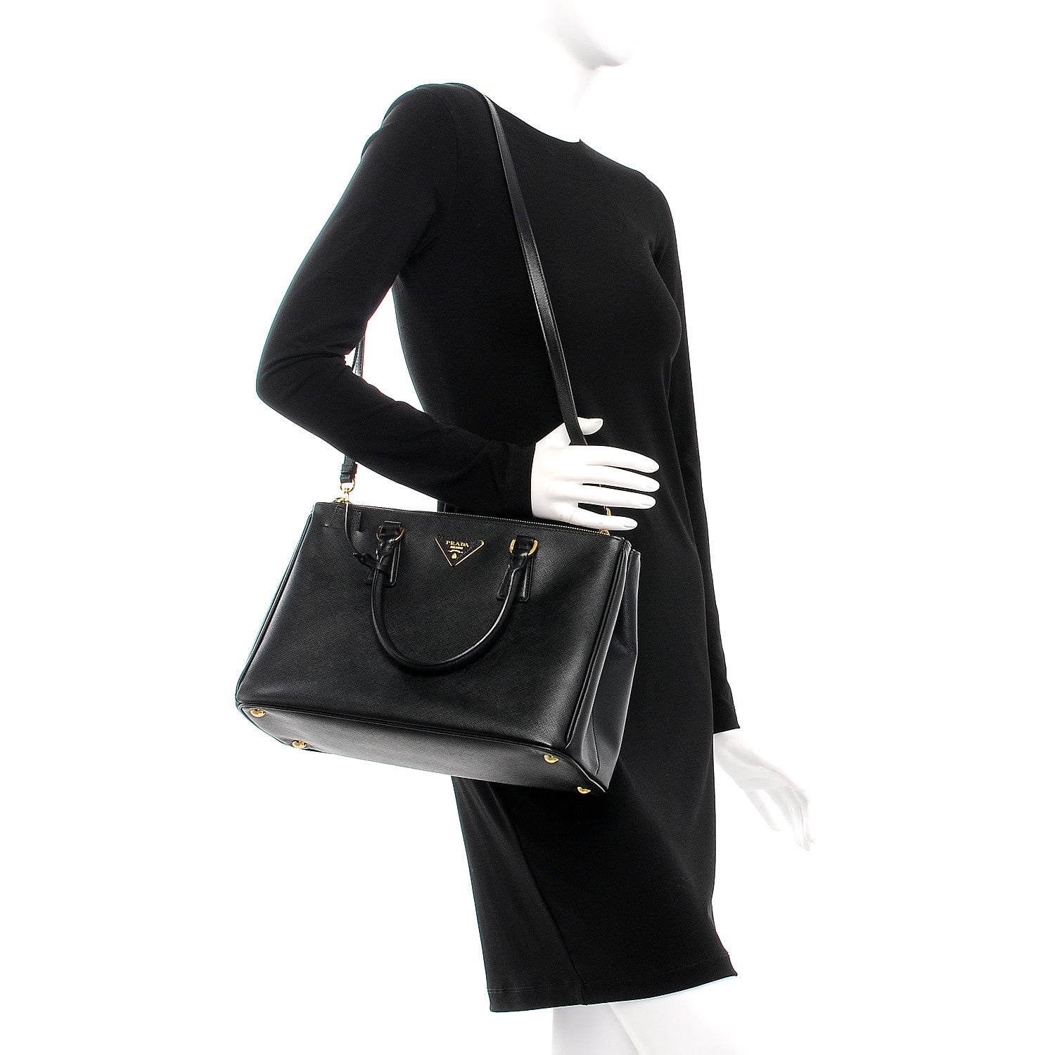 Prada Saffiano Medium Galleria Double Zip Tote Black 2 of 9