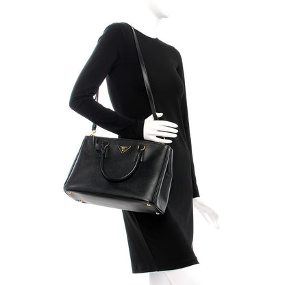 Prada Saffiano Medium Galleria Double Zip Tote Black 2 of 9