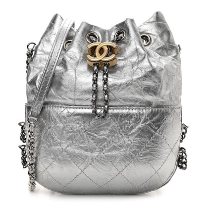 Chanel Metallic Aged Calfskin Quilted Small Gabrielle Bucket Silver 1 of 10