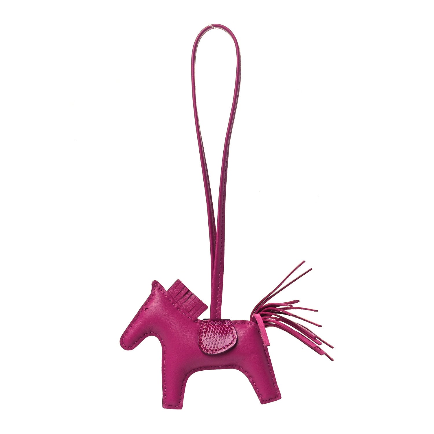 Hermes Milo Lambskin Lizard Touch Grigri Rodeo Horse Bag Charm PM Rose Pourpre 1 of 6