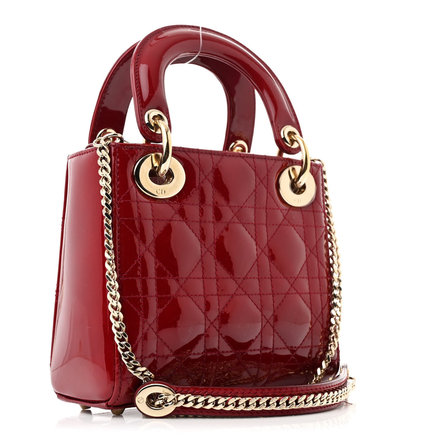 Patent Cannage Mini Lady Dior Red