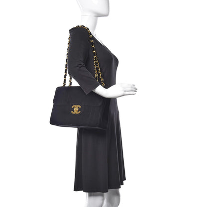 Chanel Velvet Vertical Quilted Jumbo Single Flap Black 2 of 11