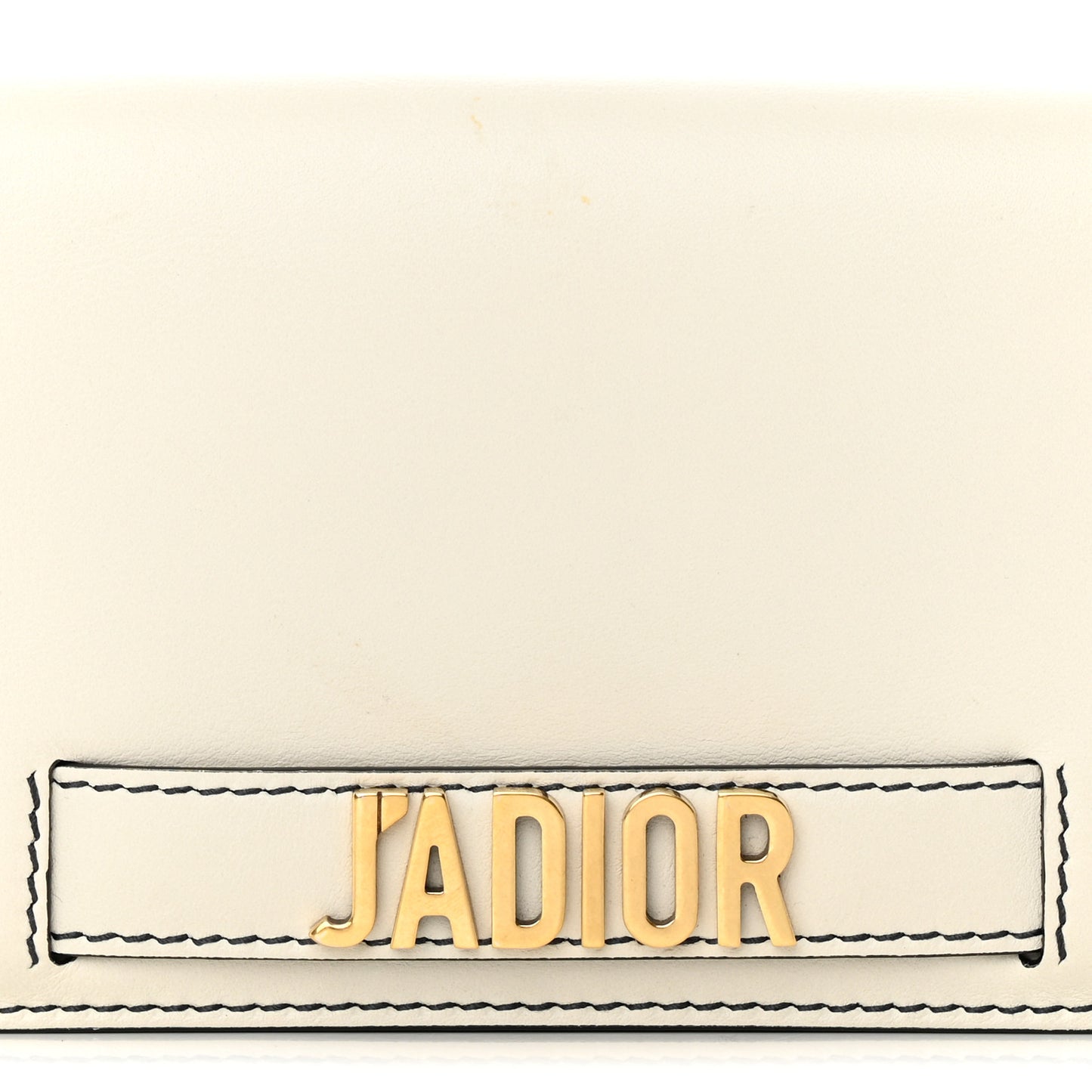 Calfskin J'Adior Wallet on Chain Pouch Off White
