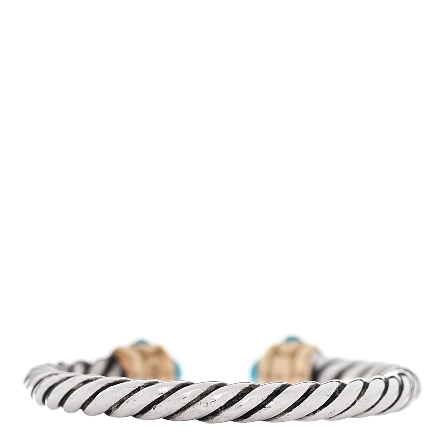 David Yurman Sterling Silver 14K Yellow Gold Diamond Turquoise Renaissance Ring 57 8 3 of 4