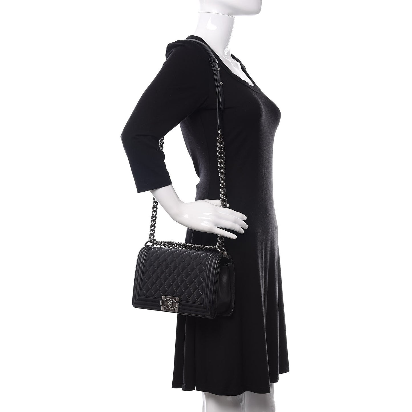 Lambskin Quilted Medium Boy Flap Black
