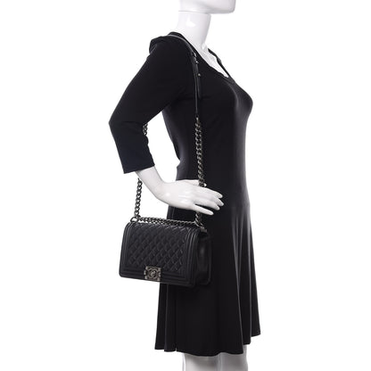 Chanel Lambskin Quilted Medium Boy Flap Black 2 of 14