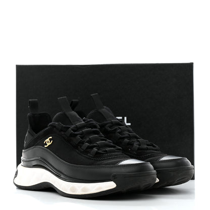 Chanel Velvet Calfskin Mixed Fibers CC Sneakers 39.5 Black 9 of 9