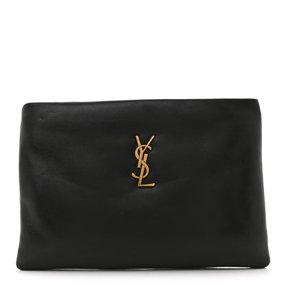 Saint Laurent Lambskin Small Calypso Pouch Black 1 of 10