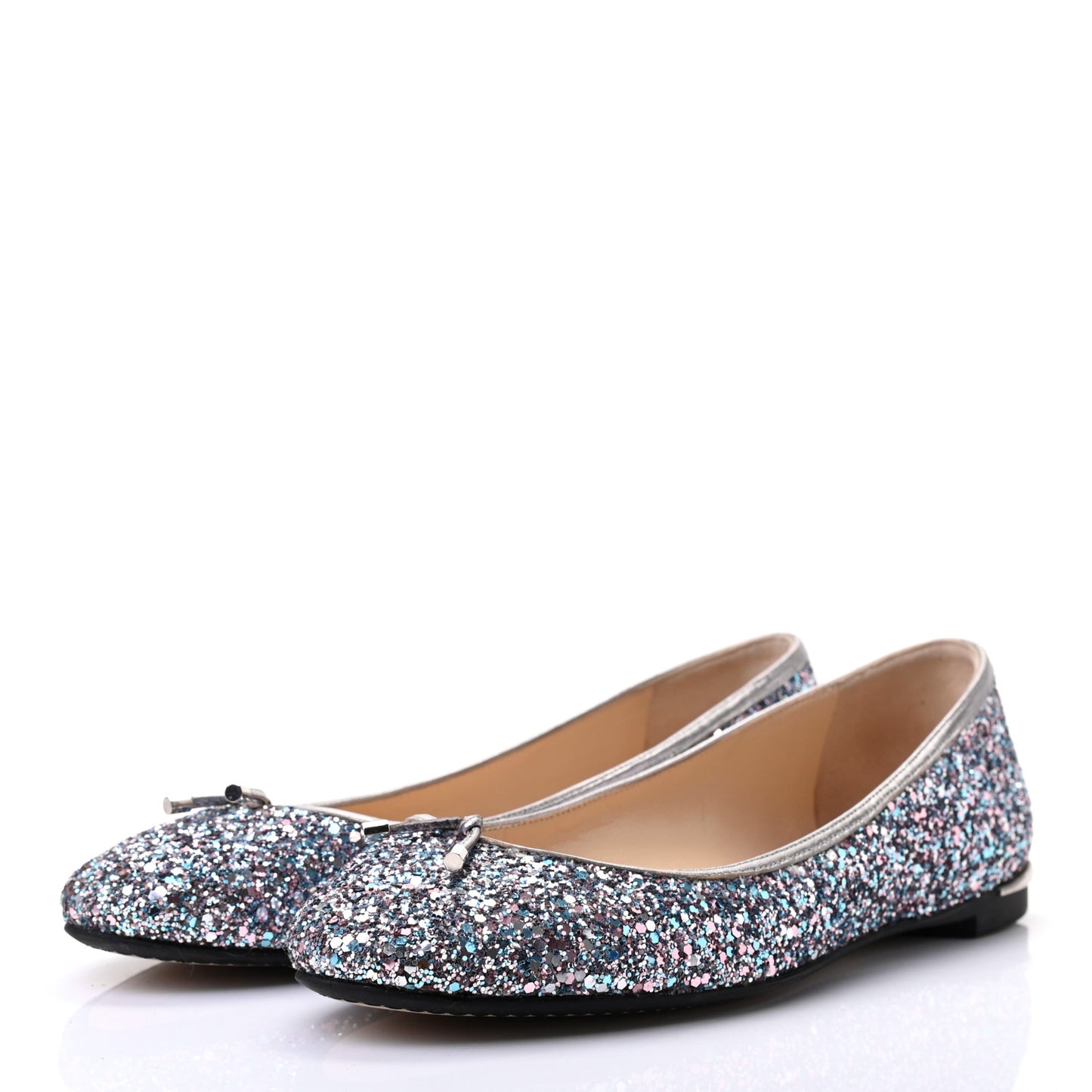 Coarse Glitter Fabric Ballet Flats 37.5 Blue