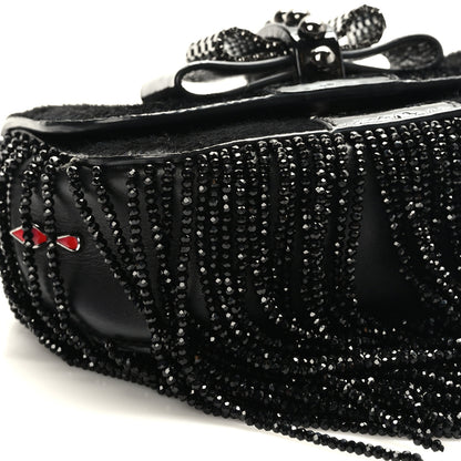 Christian Louboutin Pony Hair Patent Calfskin Mini Sweety Charity Fringe Crossbody Bag Black 7 of 8