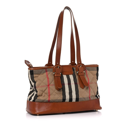 Burberry Canvas Quilted Nova Check Tote Brown 2 of 16