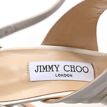 Jimmy Choo Satin Pearl Aura 95 Sandals 41 Ivory White 6 of 10