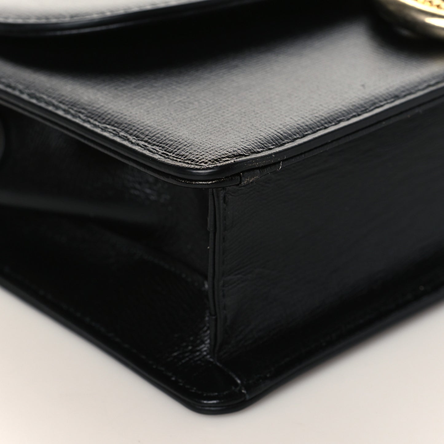 Textured Calfskin Small Torchon GG Ring Shoulder Bag Black