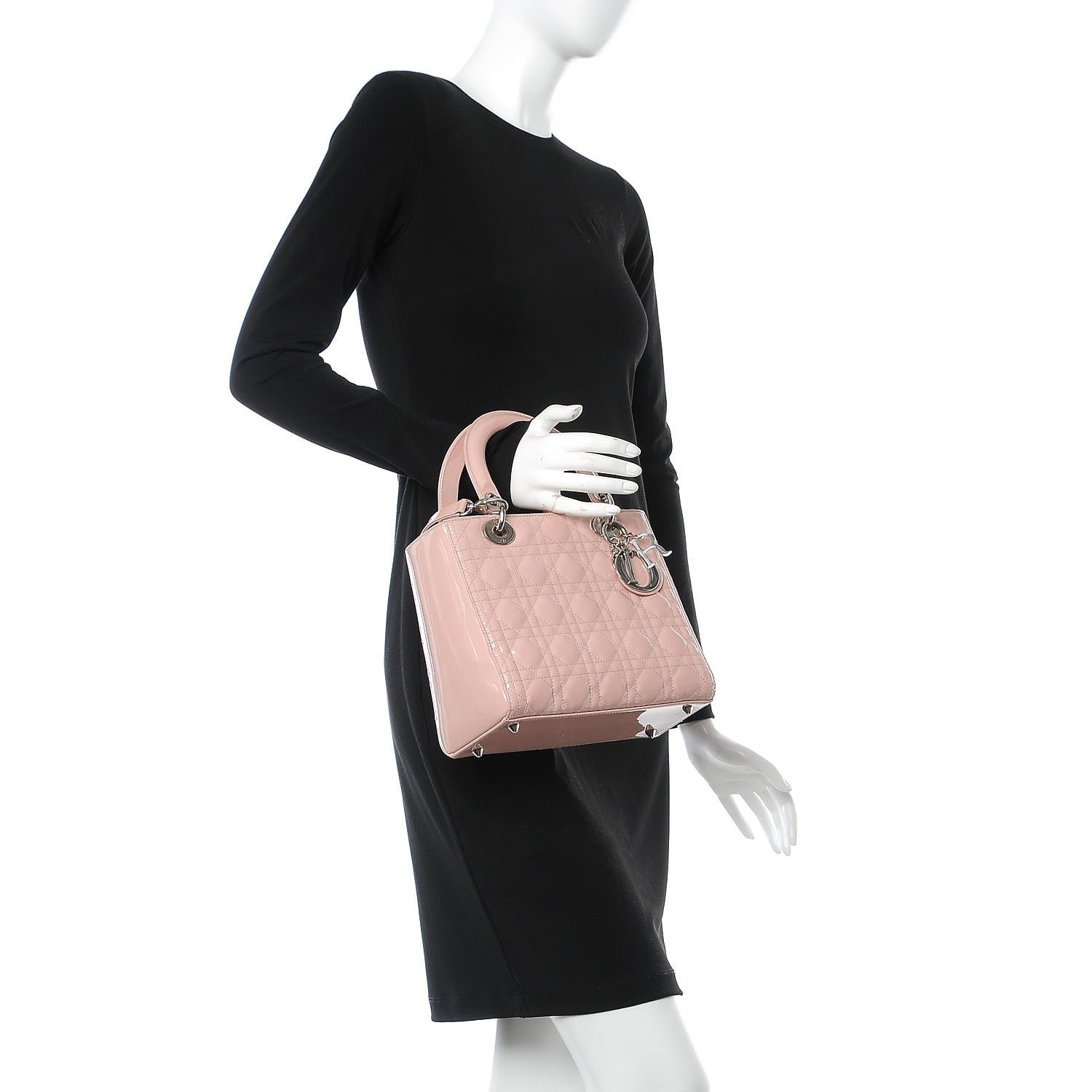Christian Dior Patent Cannage Medium Lady Dior Rose Clair 2 of 16