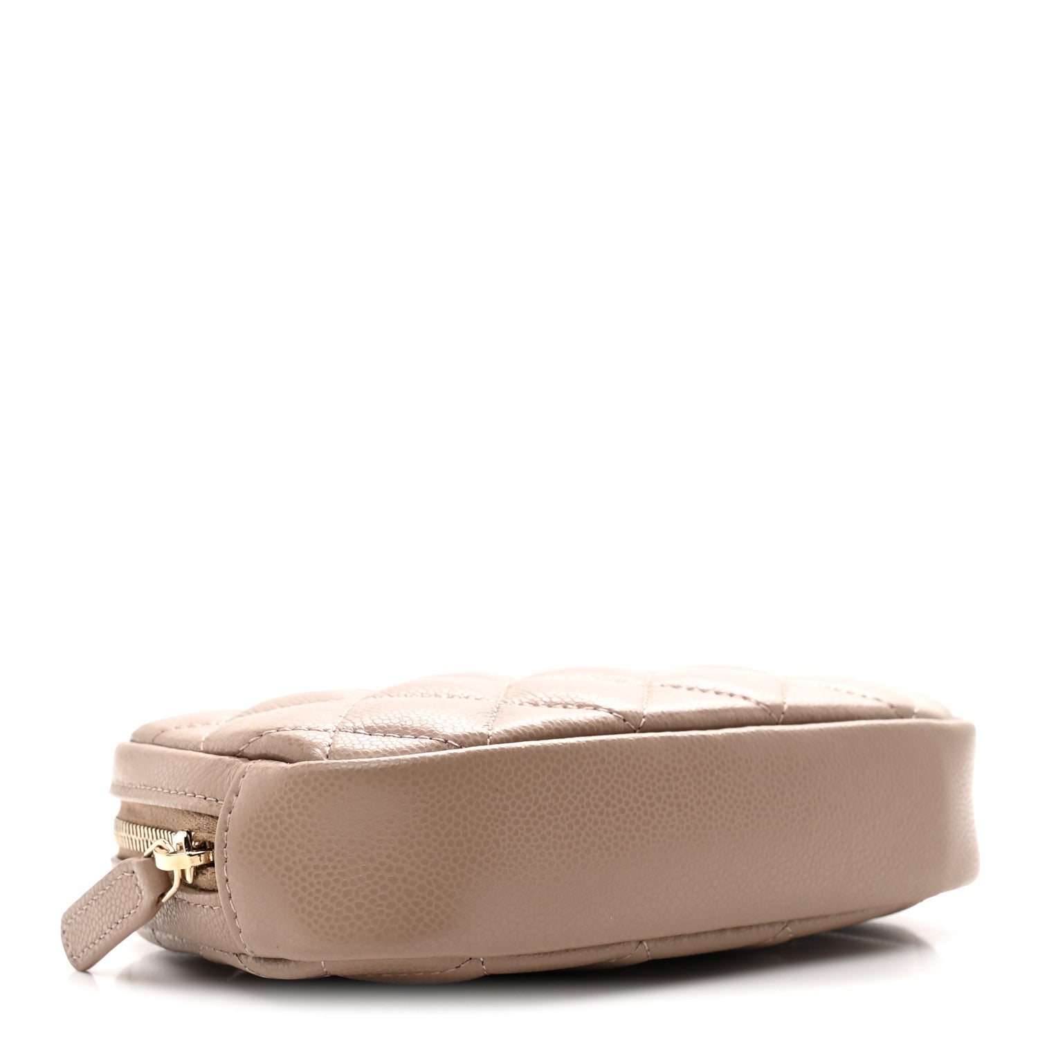 Chanel Lambskin Quilted Small Curvy Pouch Cosmetic Case Dark Beige 4 of 8