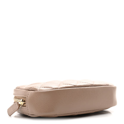 Chanel Lambskin Quilted Small Curvy Pouch Cosmetic Case Dark Beige 4 of 8