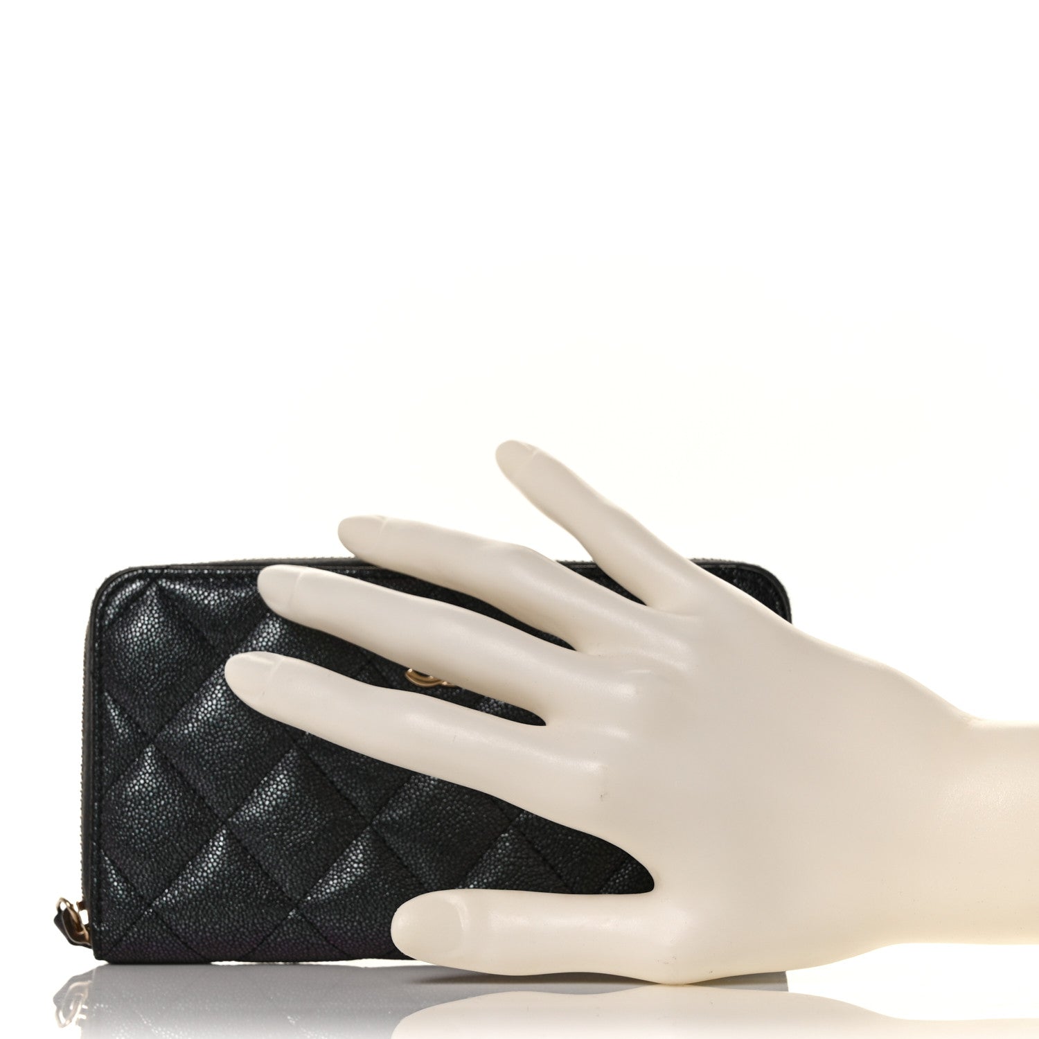 Chanel Iridescent Caviar Quilted Medium Zip Around Wallet Black 2 of 11
