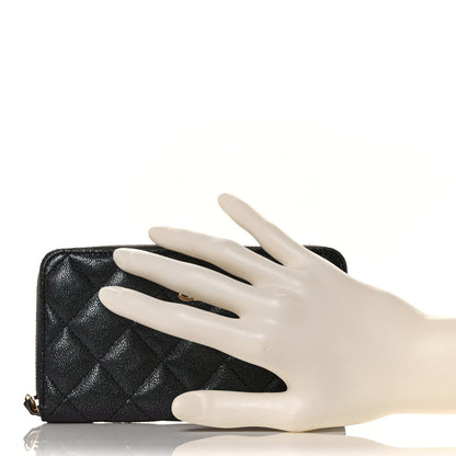 Chanel Iridescent Caviar Quilted Medium Zip Around Wallet Black 2 of 11