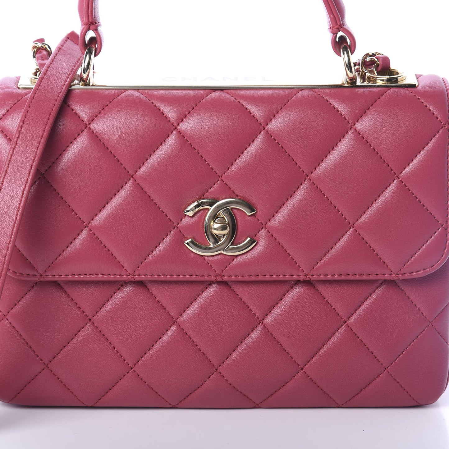 Lambskin Quilted Small Trendy CC Dual Handle Bag Dark Pink