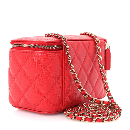 Chanel Caviar Quilted Small Vanity Case With Chain Red 2 of 10