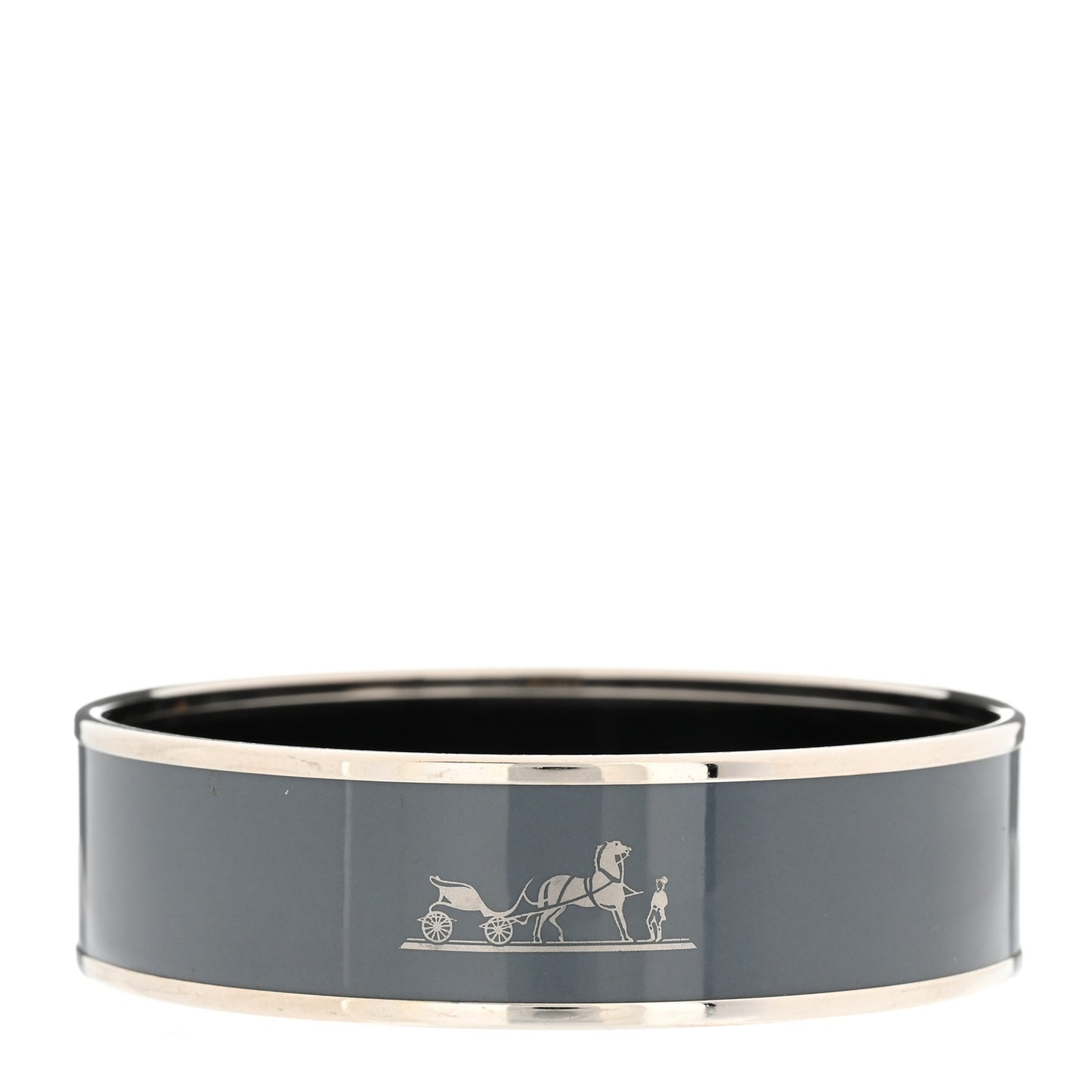 Enamel Printed Caleche Wide Bracelet 62 Gris Macadam
