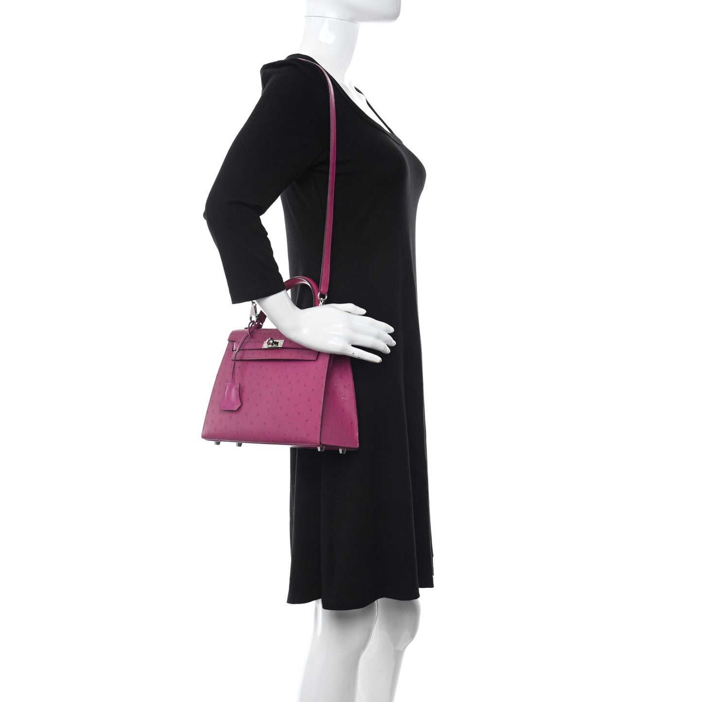 Ostrich Kelly Sellier 25 Rose Pourpre