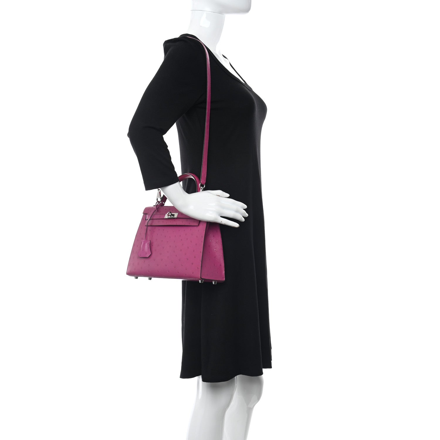 Hermes Ostrich Kelly Sellier 25 Rose Pourpre 3 of 12